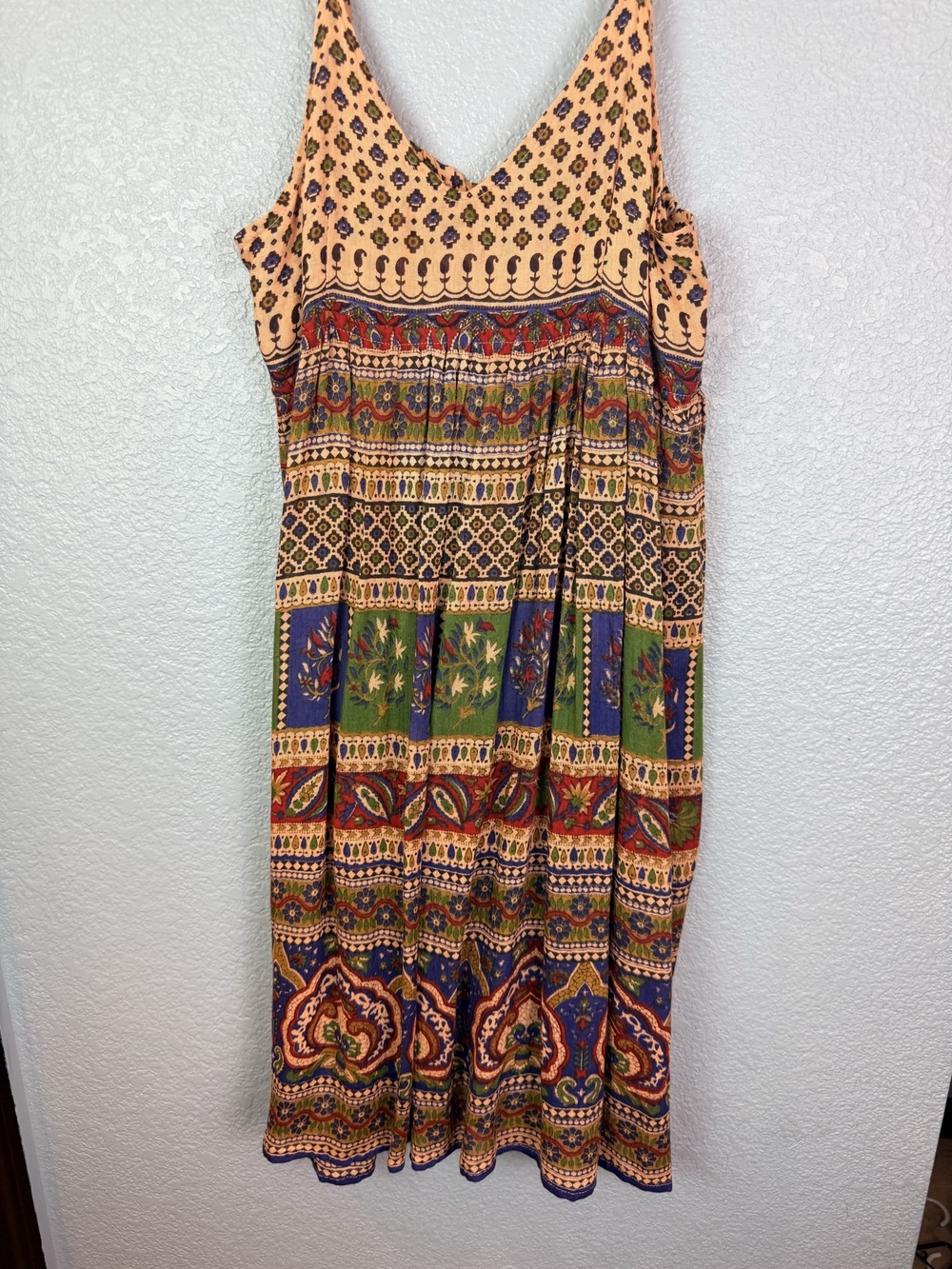 Paths Of The Spirit Dress Womens One Size Multicolor Boho Floral Midi Sundress